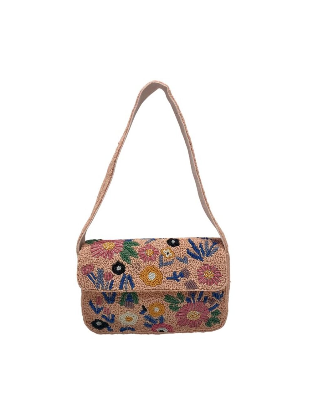 Sol and Mer Blush Pink Beaded Floral Shoulder Bag